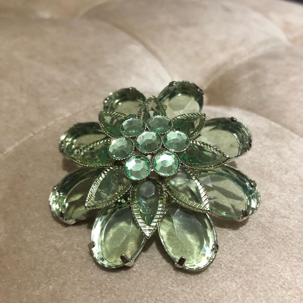 Green Floral Brooch